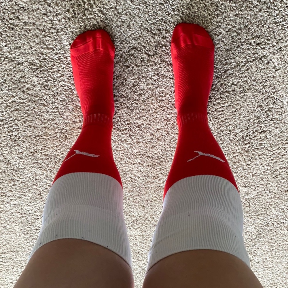 Red Puma soccer socks